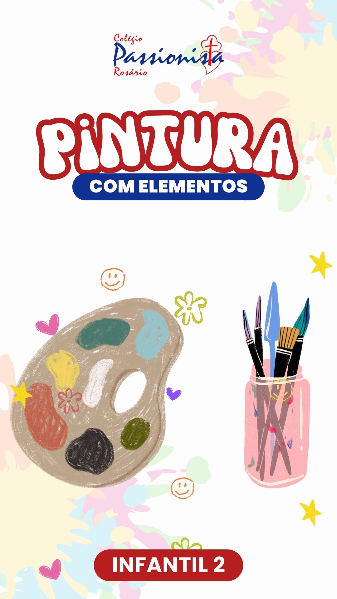 Pintura com elementos da natureza - Infantil 2 Nossa Senhora do Ros�rio